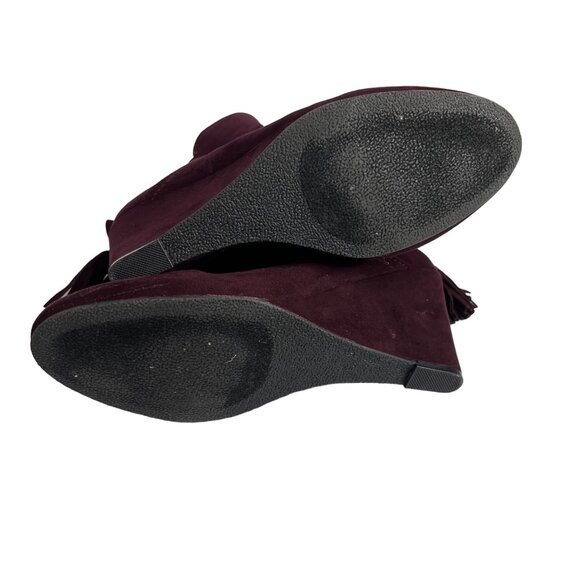 Charming Charlie Womens Wedge Boot Burgundy Zipper Tassel Size 9 - Picture 8 of 11